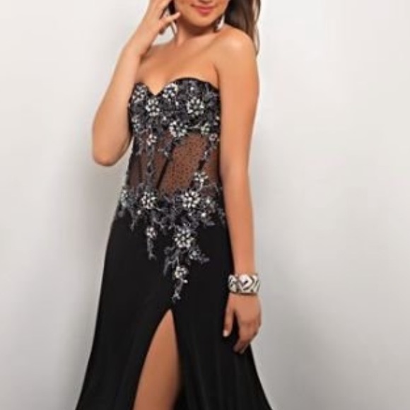 Blush prom strapless corset top beaded gown - Picture 3 of 9